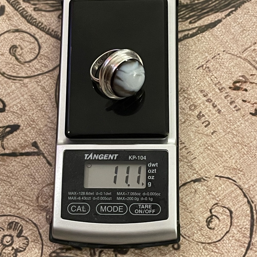 Solid Sterling Silver Agate Size 7.0 Ring - image 7